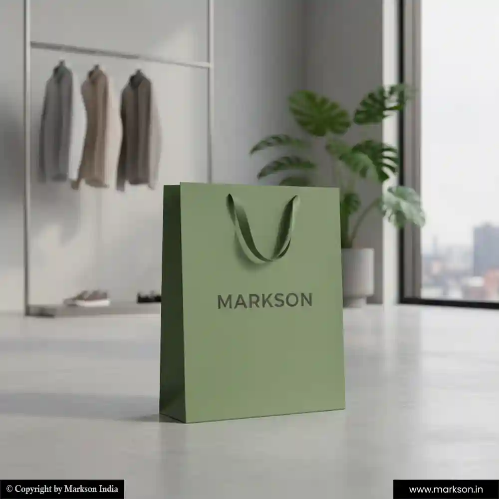 New Plain Paper Bags with Ribbon Handle Printing Online Markson India