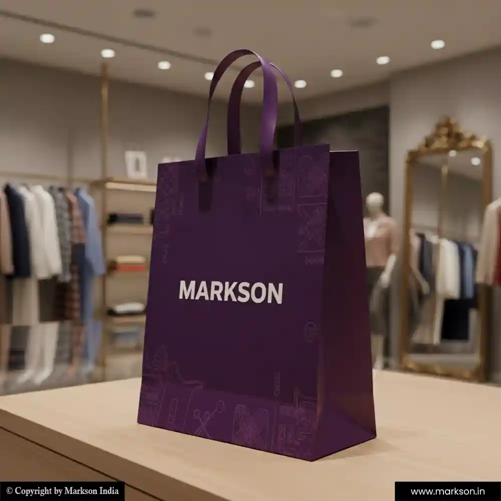 New Shopping Paper Bags with Ribbon Handle Printing Online Markson India