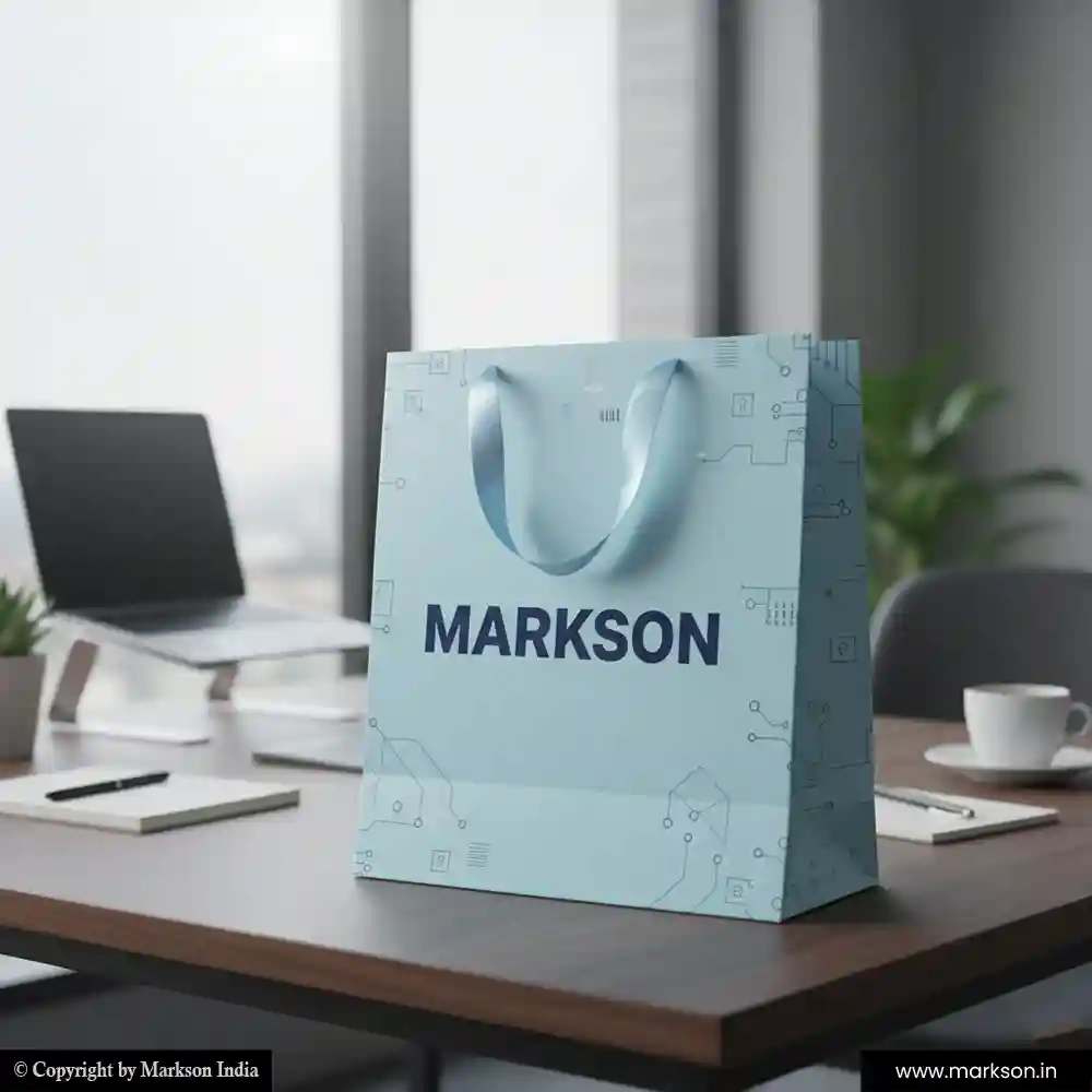 New Standard Paper Bags with Ribbon Handle Printing Online Markson India