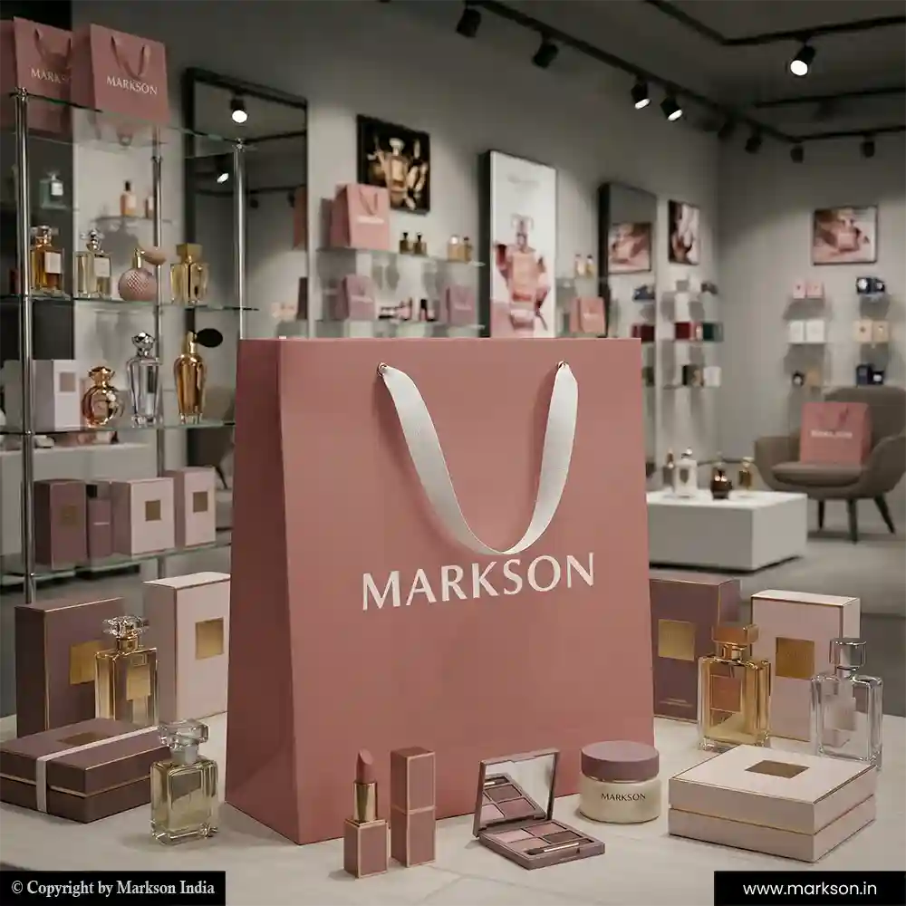 Unique A3 Paper Bags with Ribbon Handle Mockup Design Markson India