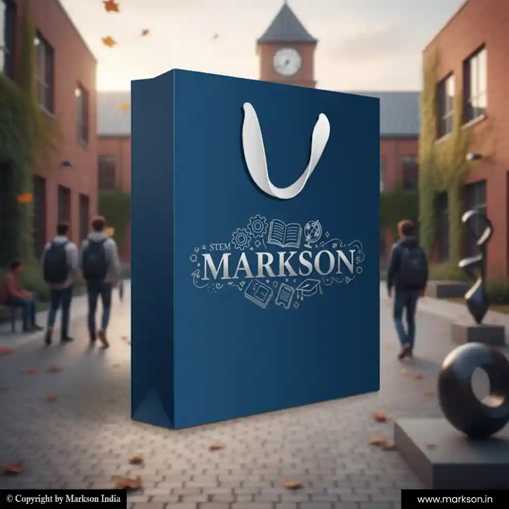 Unique Promational Paper Bags with Ribbon Handle Mockup Design Markson India