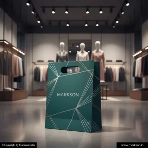 Unique Shopping Paper Bags with Die Cut Handle Mockup Design Markson India