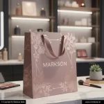 Unique Standard Paper Bags With Ribbon Handle Mockup Design Markson India